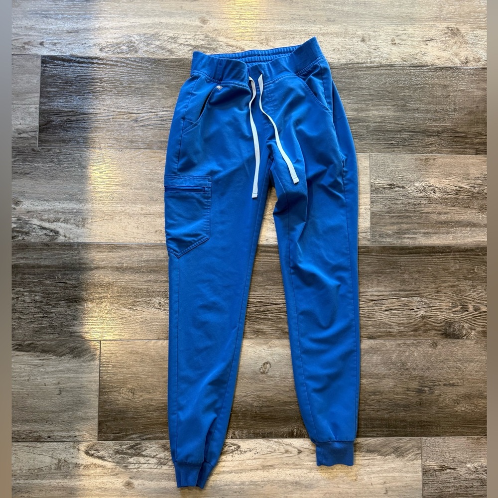 Figs Zamora Reg Waist Royal Blue Joggers with White Drawstring XS/ T